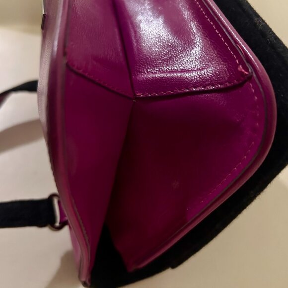 Bruno Magli Black Wool & Fuchsia Leather Handbag - Picture 12 of 16